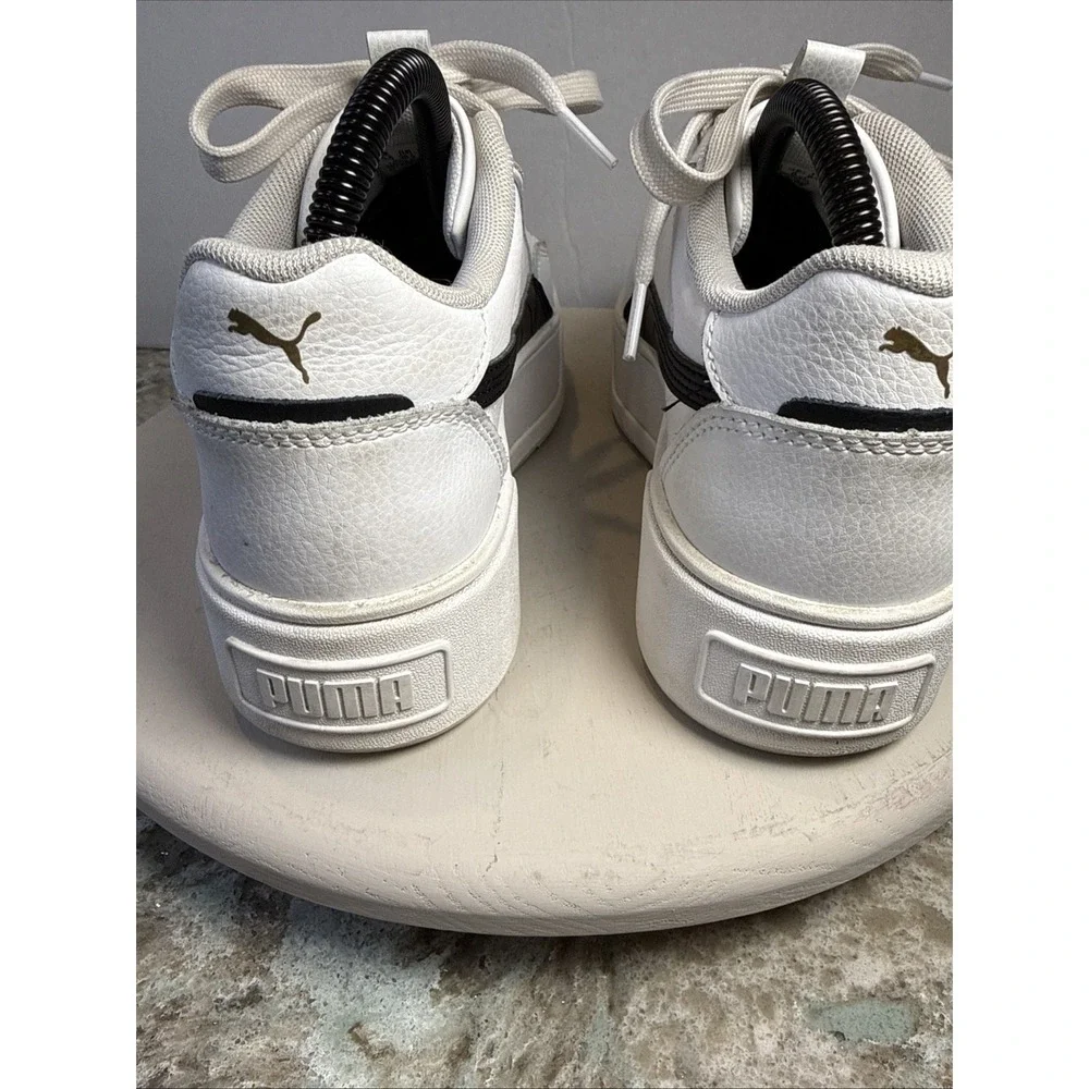 Size 8 - Puma Smash‎ Platform v3 White Black Gold W Shoes Hip Hop School Trendy